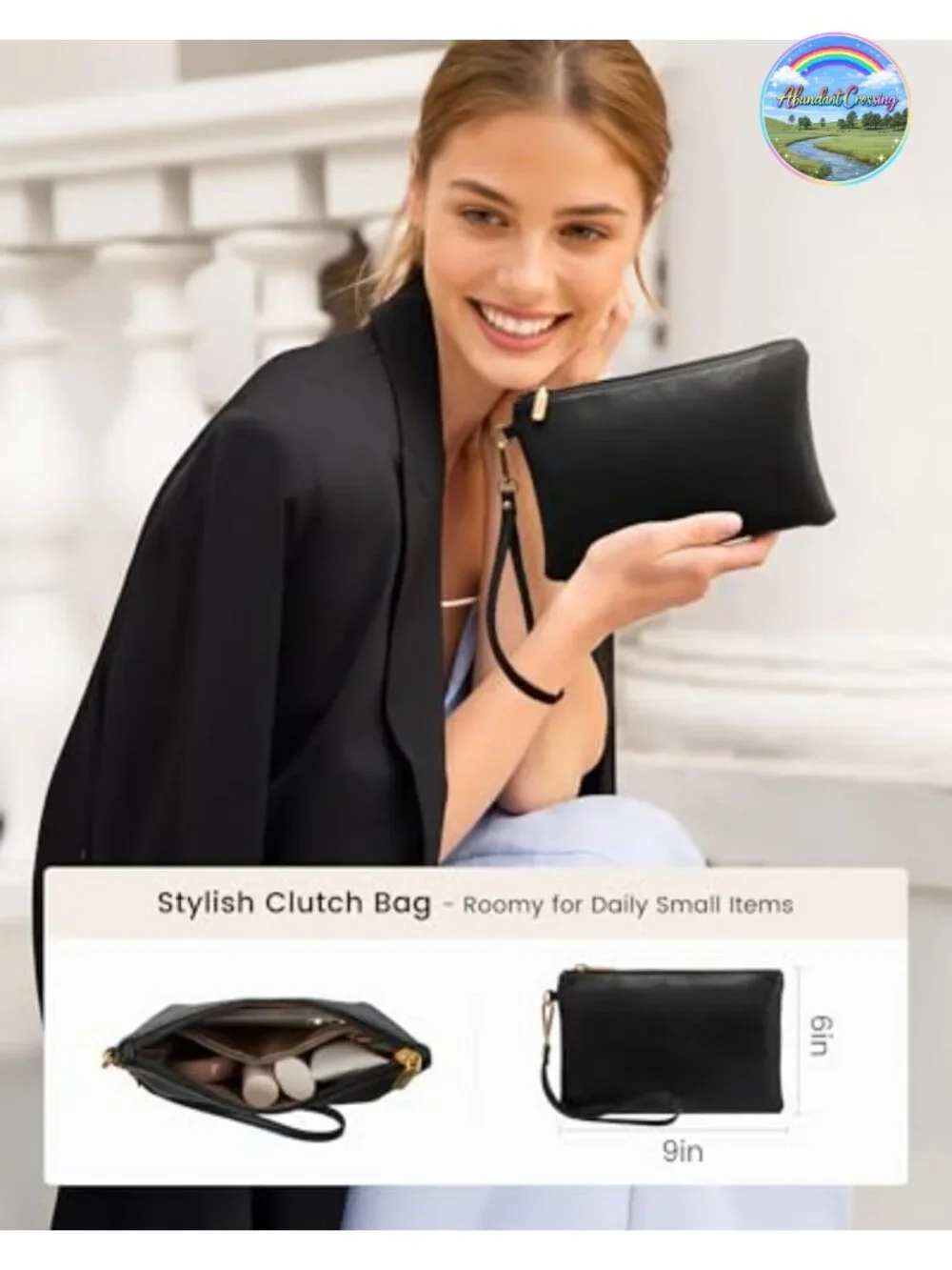 Vintage PU Leather Laptop Tote Bag for Women 15.6 Inch Work Bag with Wristlet